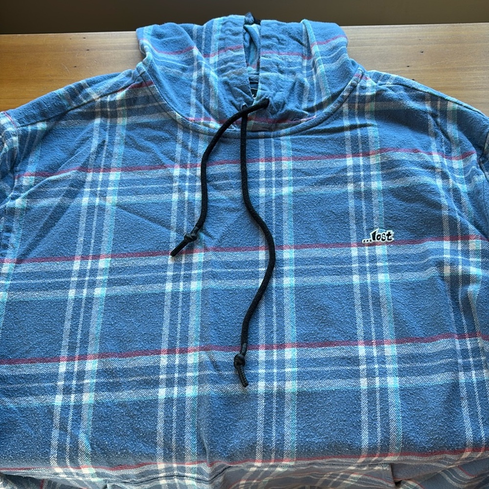 Boys/mens Flannel hoodie with pockets